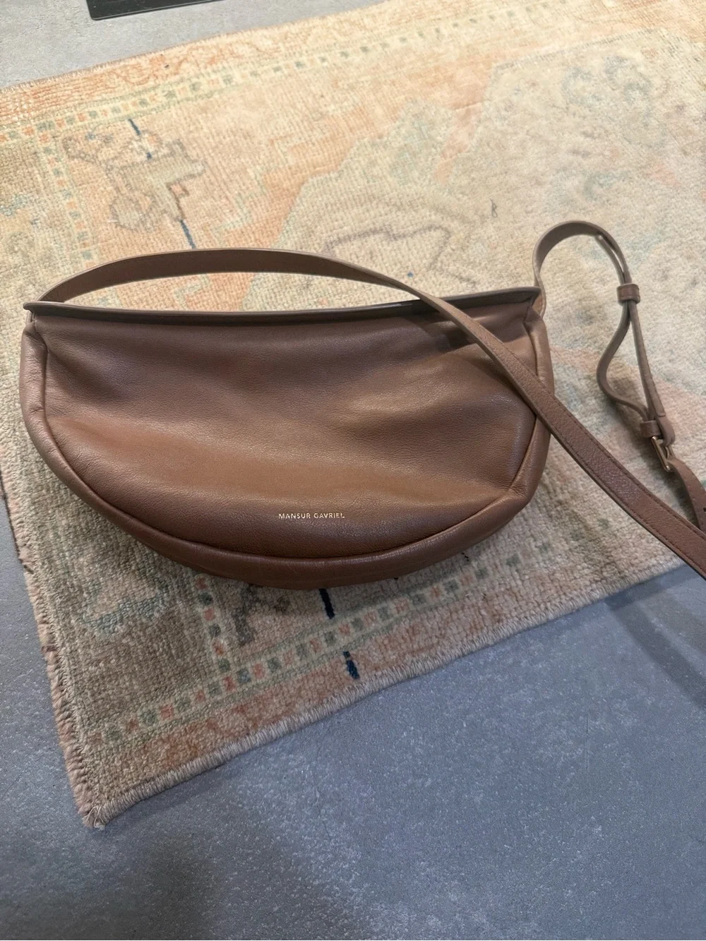 Mansur Gavriel Crescent Moon Sling Bag in Brown